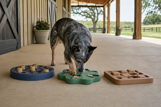 Puzzle Feeders for Barn Dogs: Toppl, Qwizl, Tux, or Feast Mat?