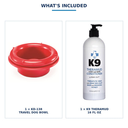 Dog Bowl & Skin-Coat Care Kit — exact product photo composite